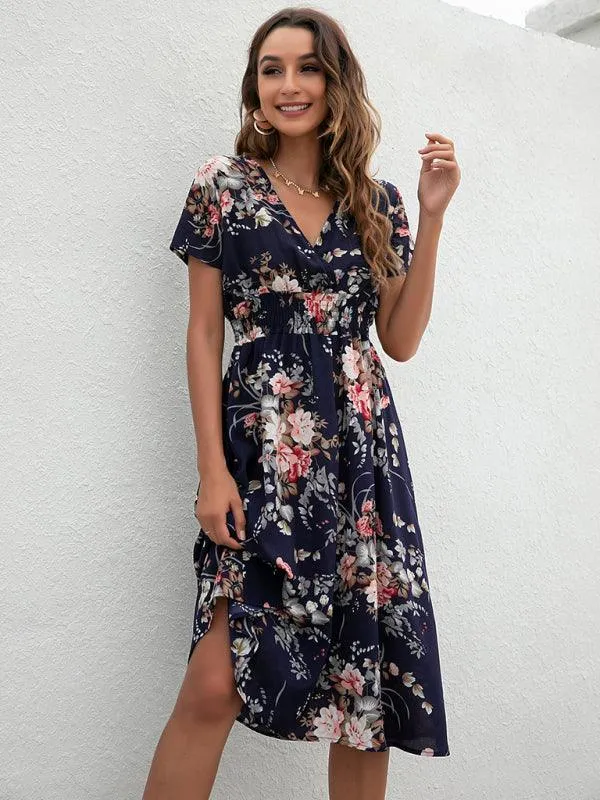 Elegant Floral V-Neck Summer Dress for Effortless Style