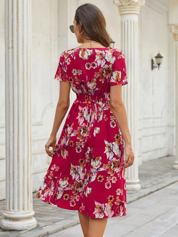 Elegant Floral V-Neck Summer Dress for Effortless Style