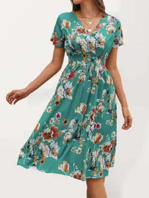 Elegant Floral V-Neck Summer Dress for Effortless Style