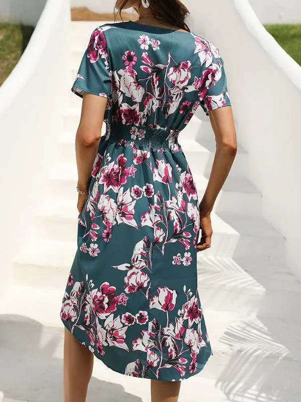 Elegant Floral V-Neck Summer Dress for Effortless Style