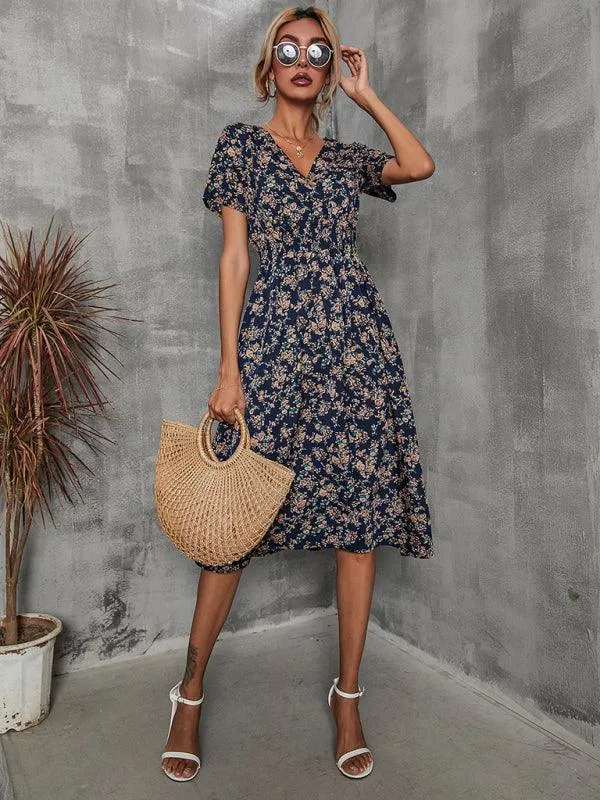 Elegant Floral V-Neck Summer Dress for Effortless Style