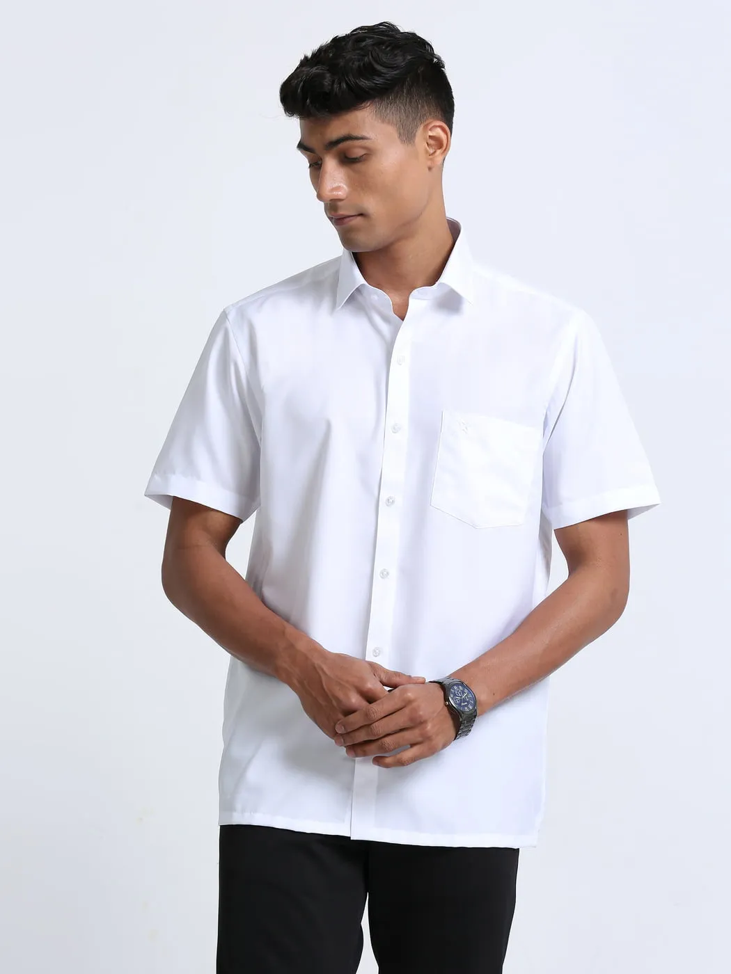 Fine Cotton Oscar White Shirt Half Sleeve