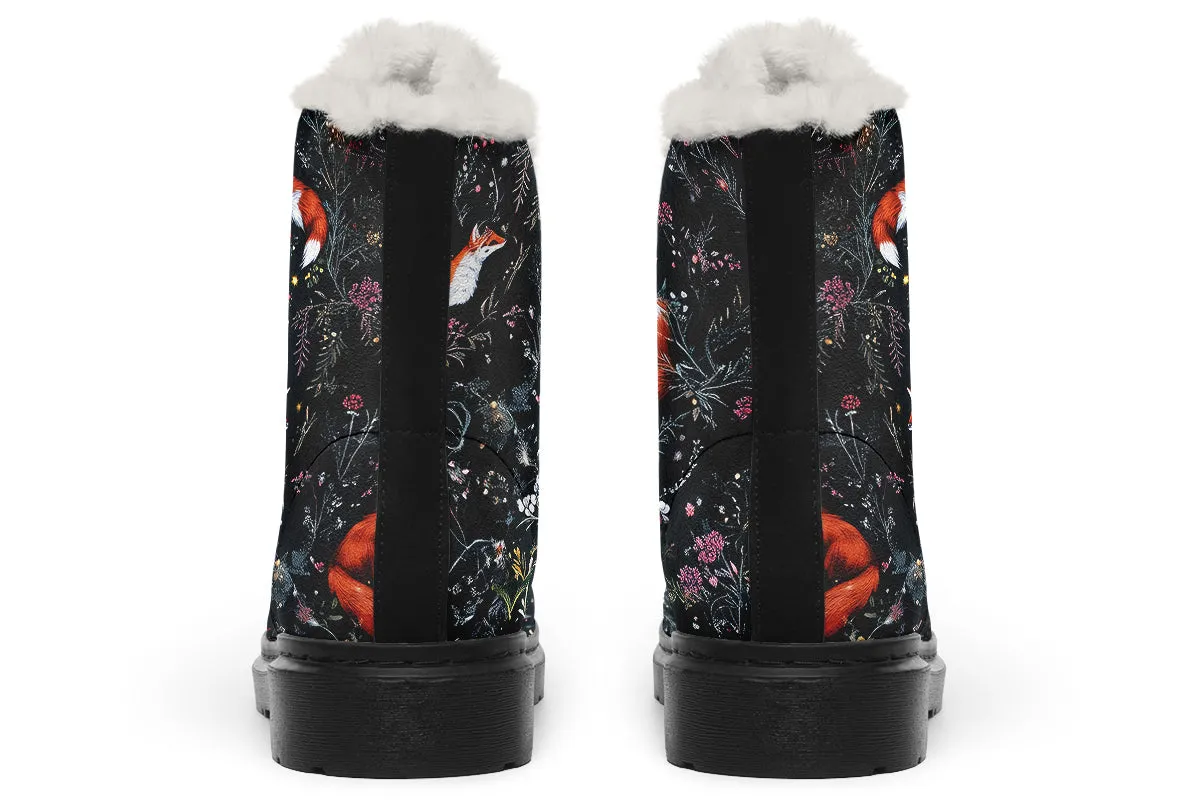 Fox Den Winter Boots - Warm Micro-Suede Doc-Style Boots Lined with Vegan Wool