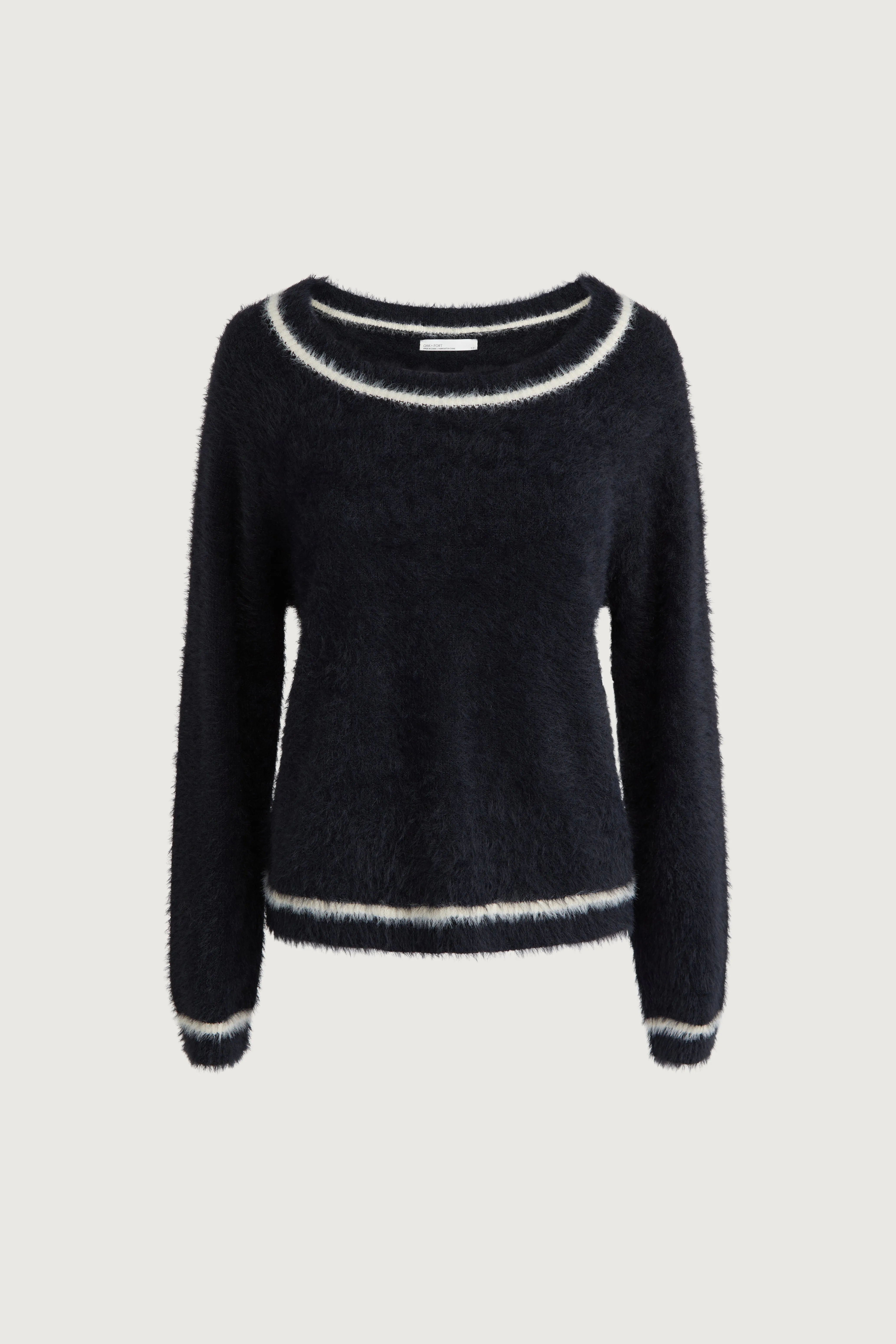 FUZZY CONTRAST DETAIL SWEATER