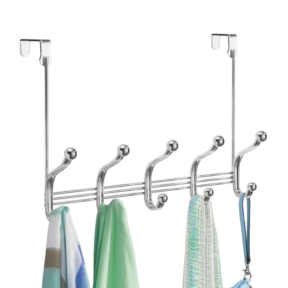 iDesign York Lyra Over the Door Rack, 5 Hooks in Chrome