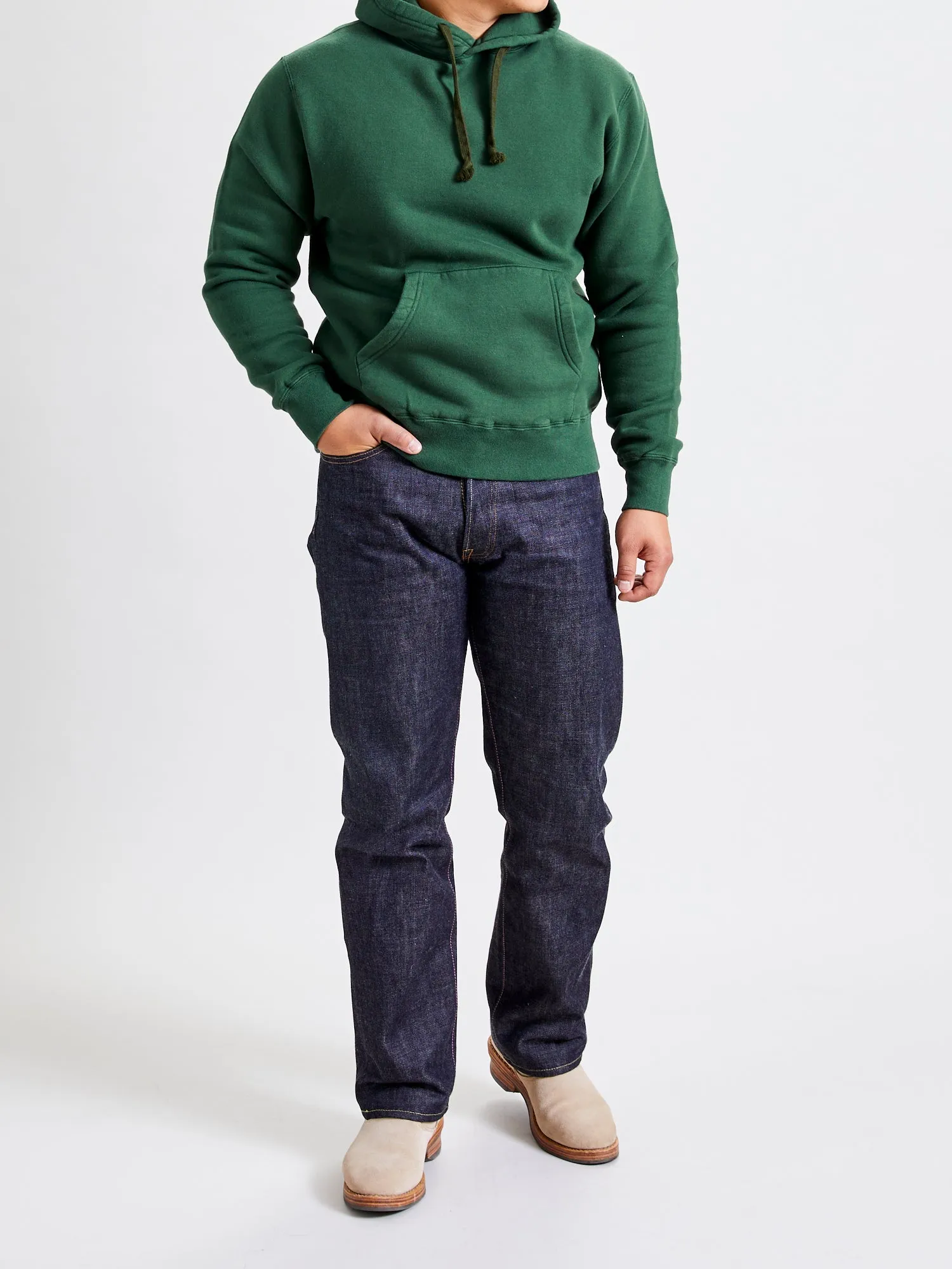 Japan-Made Fleece Hoodie in Green