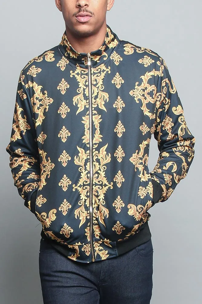 Jeweled Lion King Zip Up Track Jacket