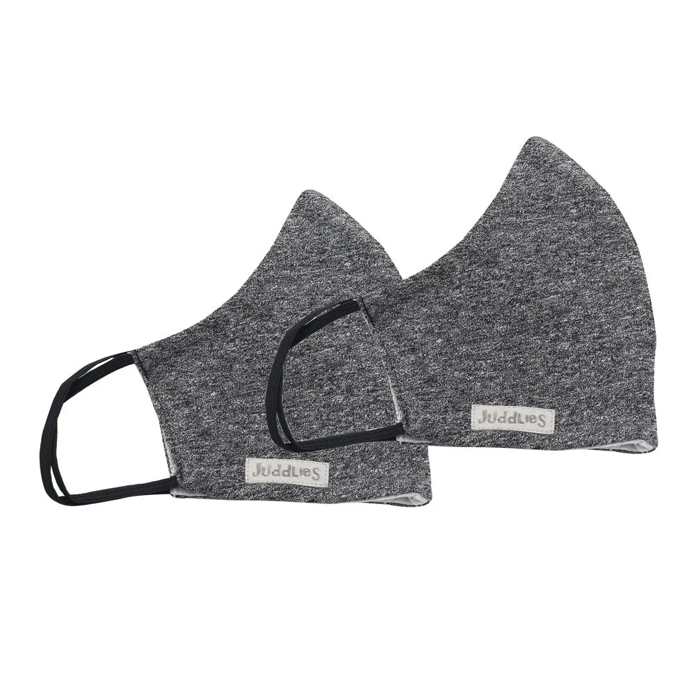 Juddlies 2-Pack Organic Cotton Reusable Kids Face Masks - Raglan Graphite Black