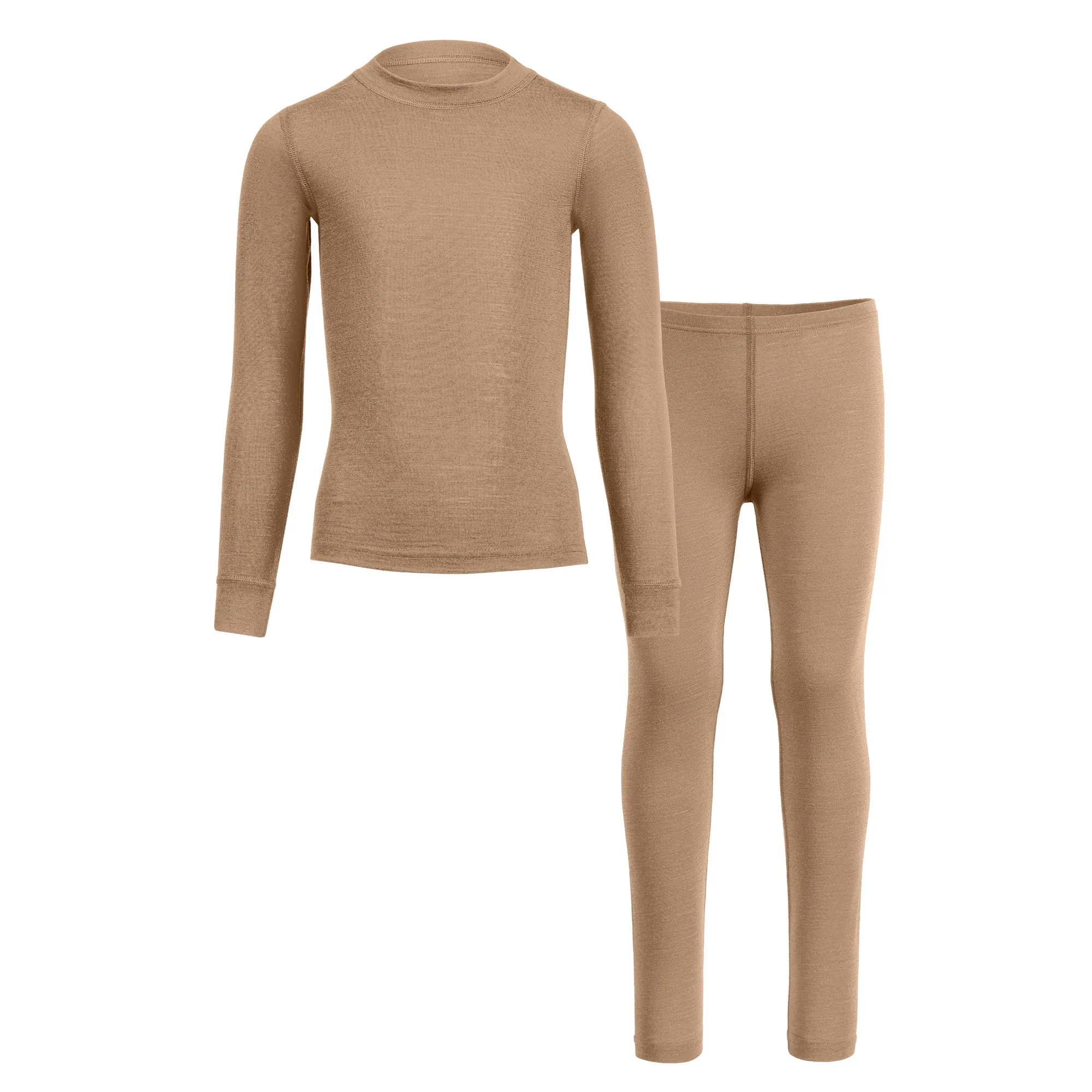 Kids' 160 Long Sleeve & Bottom 2-Piece Beige