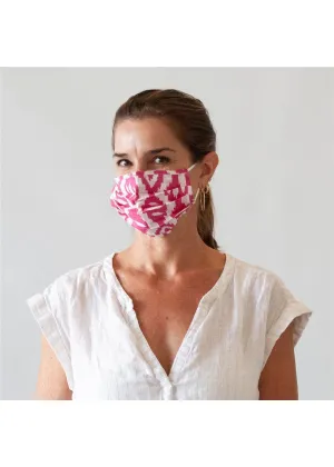 Lightweight Reusable Pleated Cotton Mask in Magenta