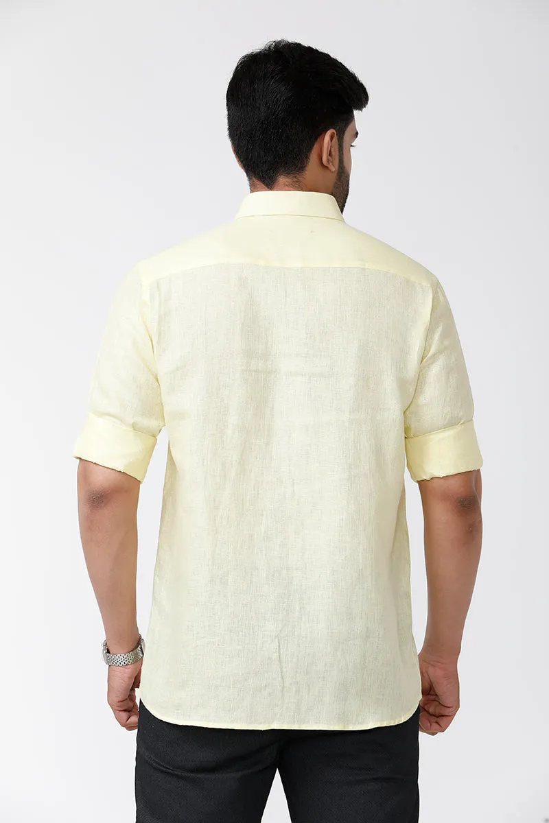 Linen Classic - Cyber Yellow Formal Shirts for Mens | Uathayam