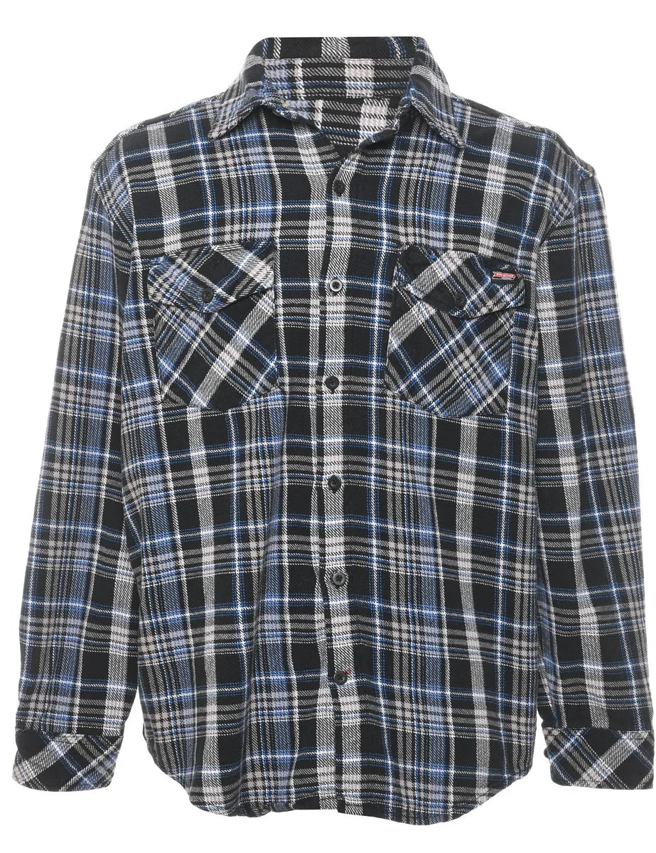 Long Sleeved Black, Blue & White Checked Shirt - L