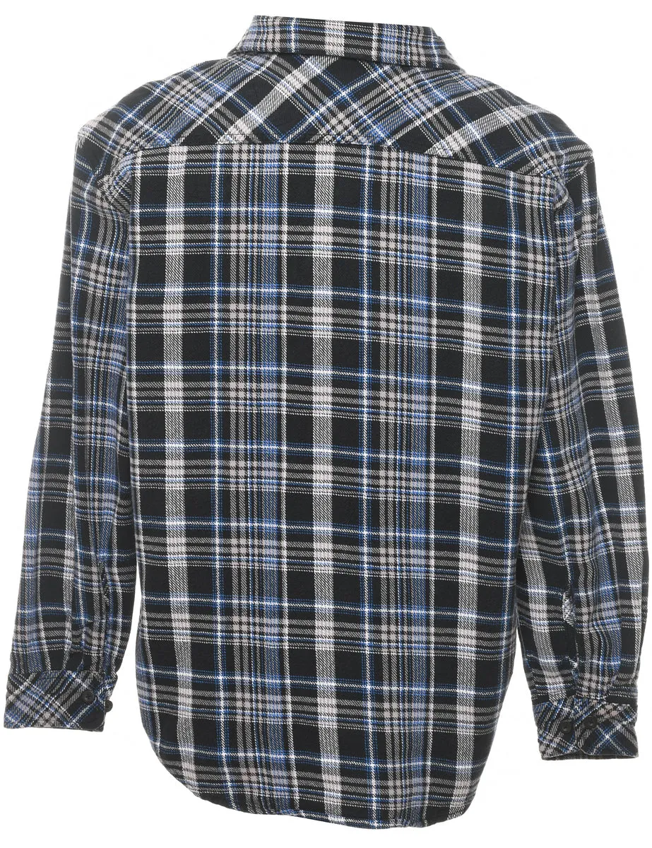 Long Sleeved Black, Blue & White Checked Shirt - L