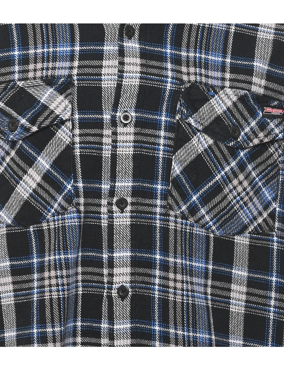 Long Sleeved Black, Blue & White Checked Shirt - L