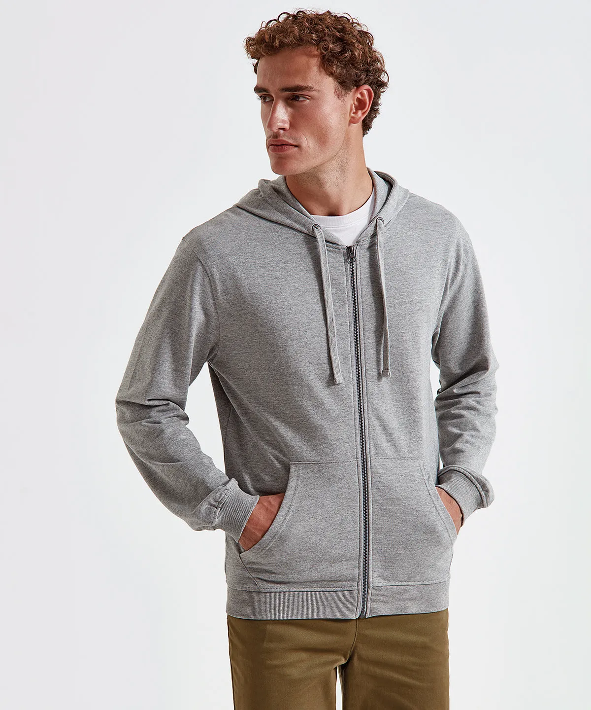 Mens coastal vintage wash loop back zip through hoodie | Paprika