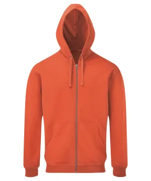 Mens coastal vintage wash loop back zip through hoodie | Paprika