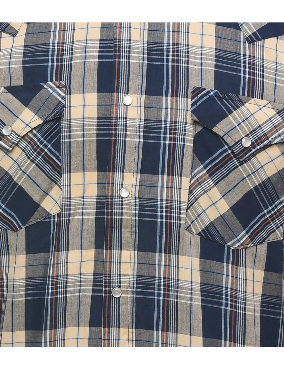 Navy & Beige Checked Shirt - M