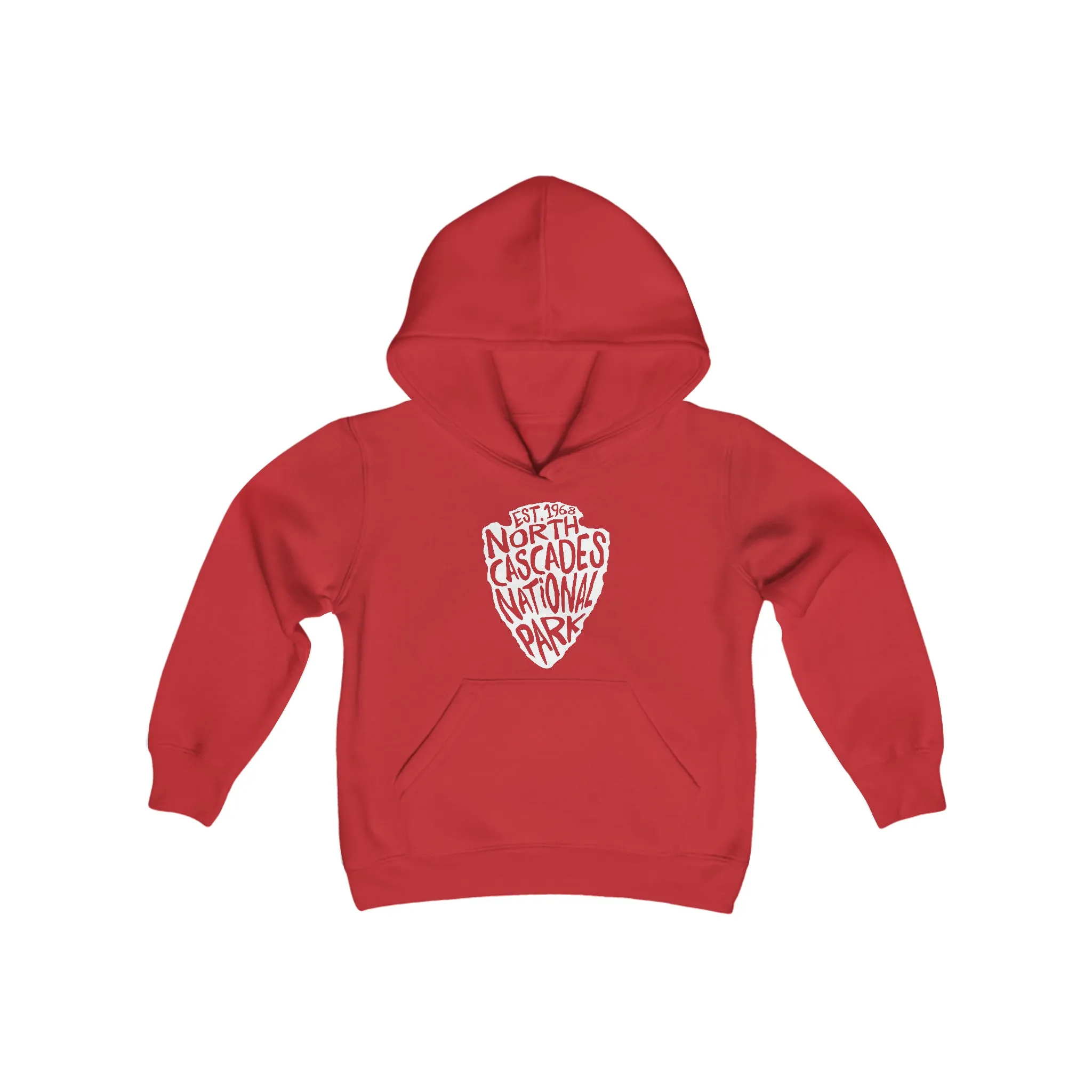 North Cascades National Park Kids Hoodie - Arrowhead Chunky Text