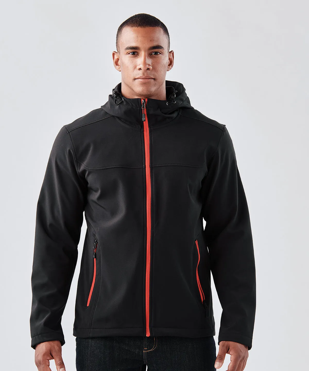 Orbiter softshell hoodie | Black/Bright Red