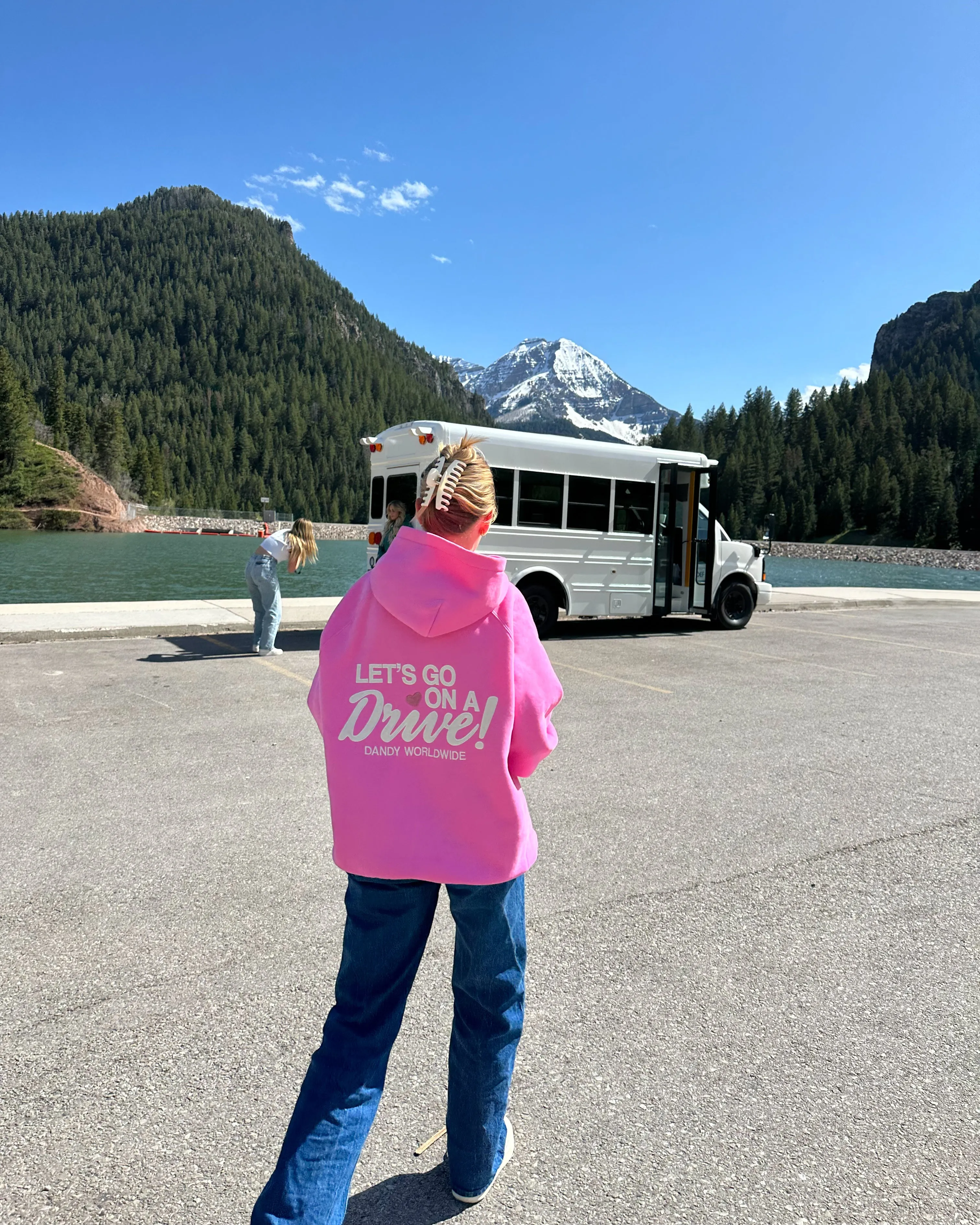 "Let's Go on a Drive" Oversized Lux Hoodie in Pink