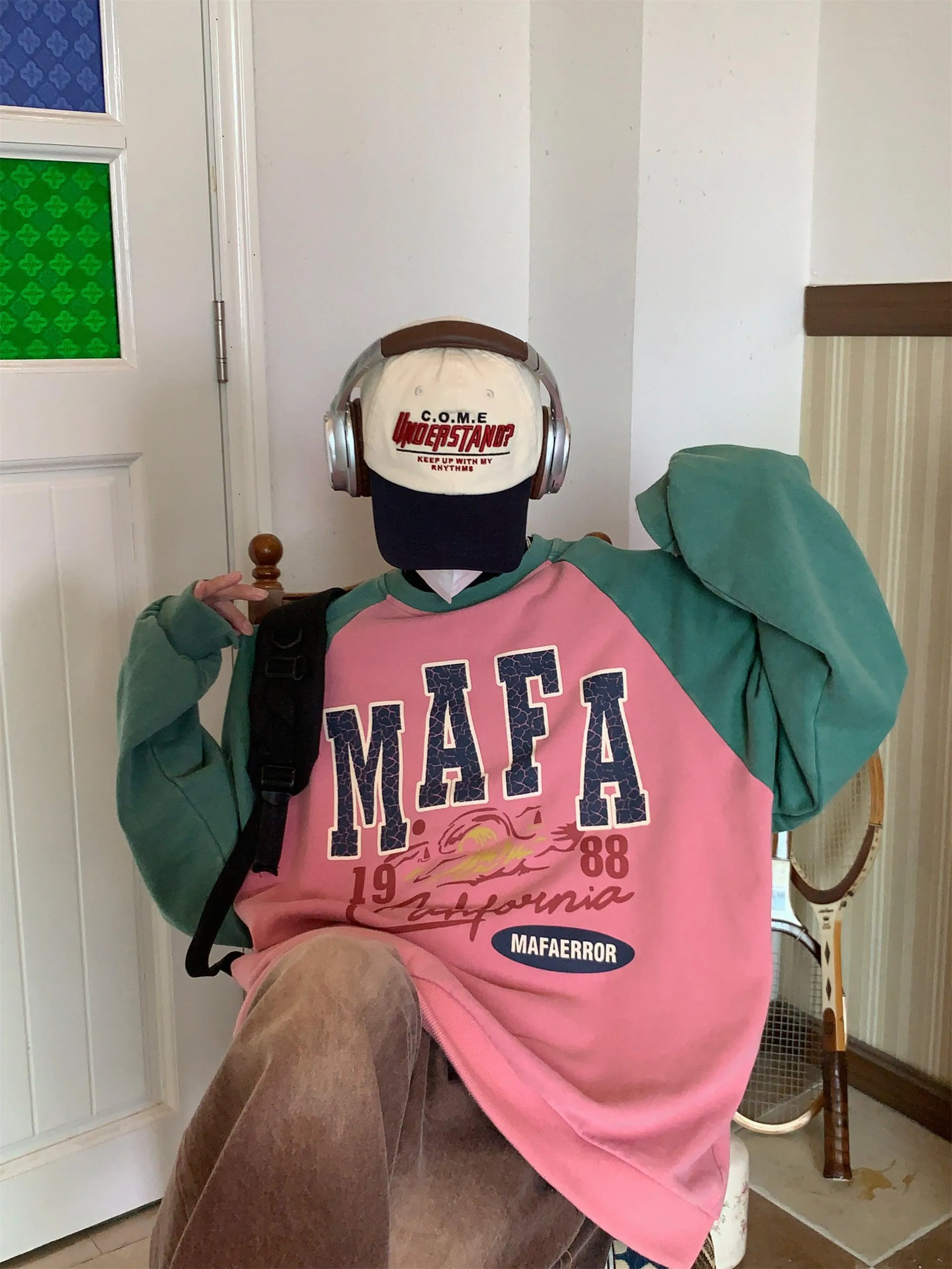 "MAFA" Logo Colorblock Sweatshirt