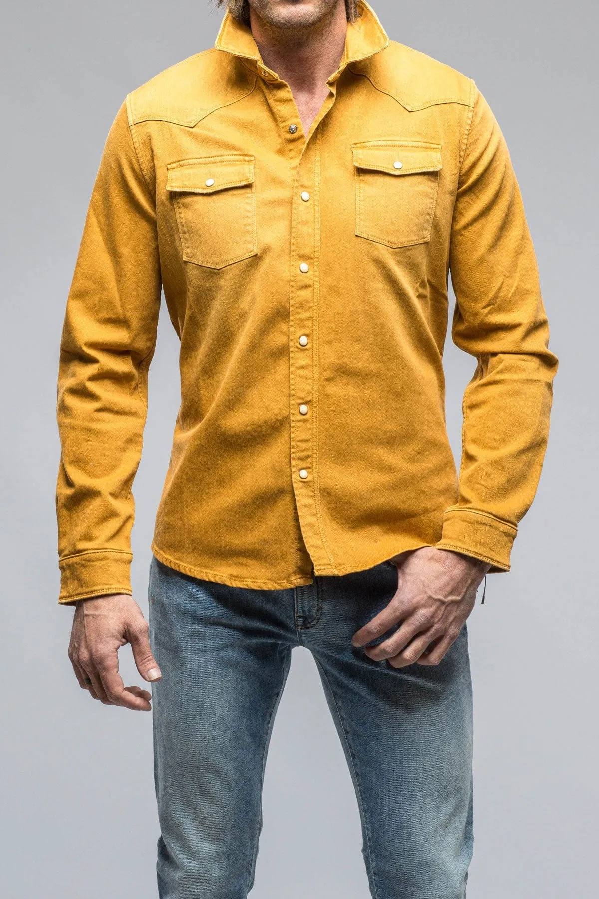 Ranger Colored Denim Snap Shirt In Curcuma