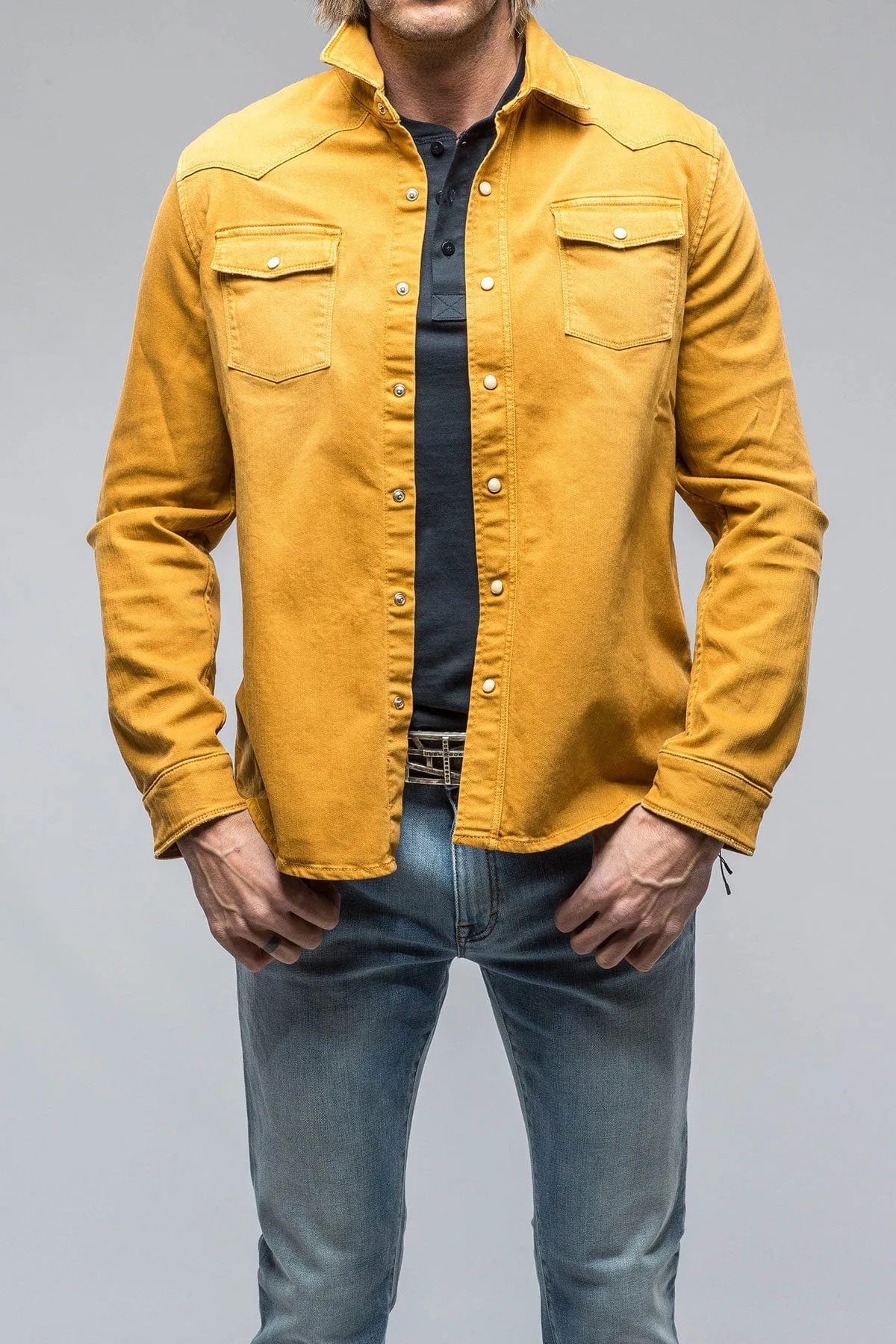 Ranger Colored Denim Snap Shirt In Curcuma