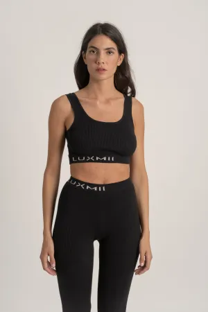 Ribbed Linen Mouvement Crop in Black