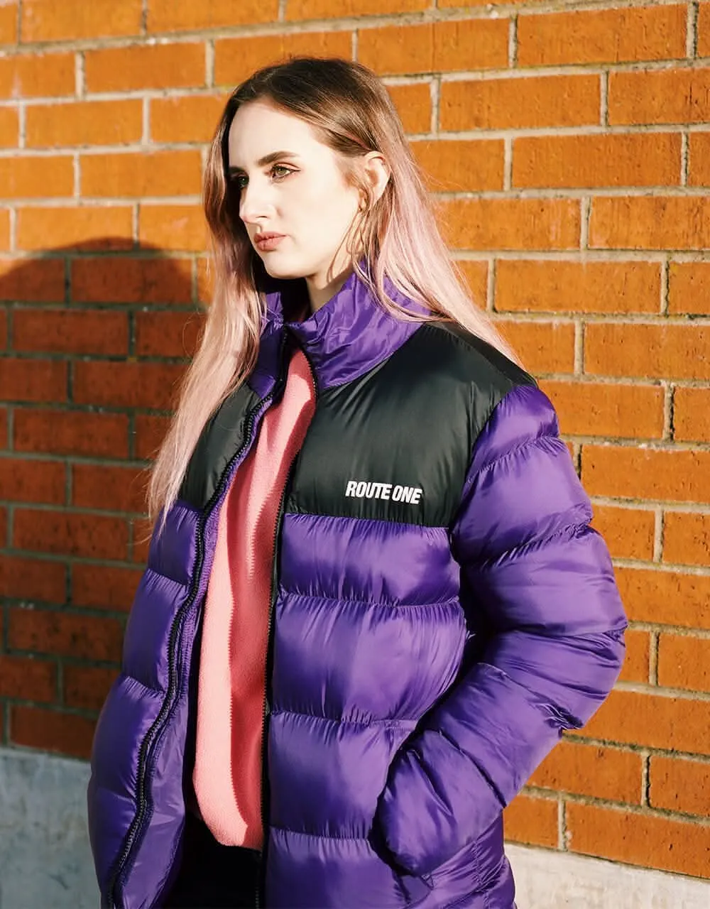 Route One Vostok Puffer Jacket - Moderate Purple/Black