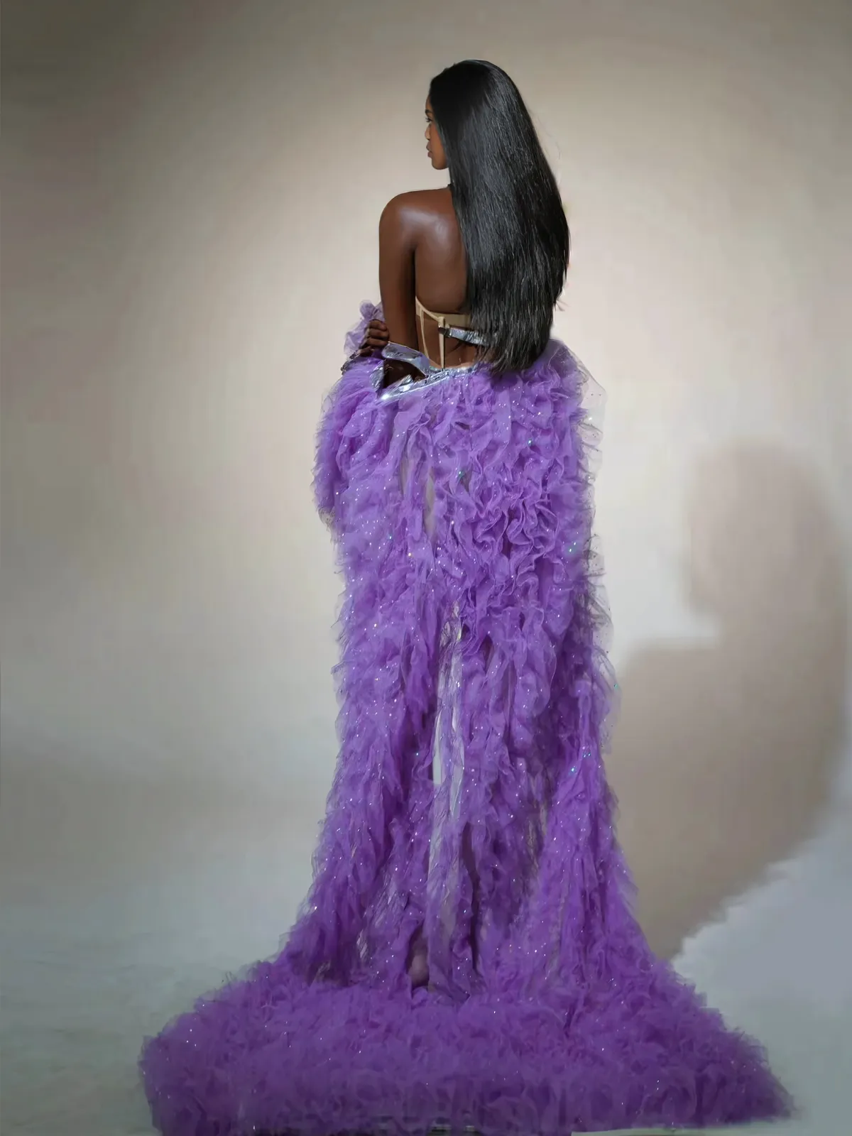 Shaquanna Tulle Coat In Purple