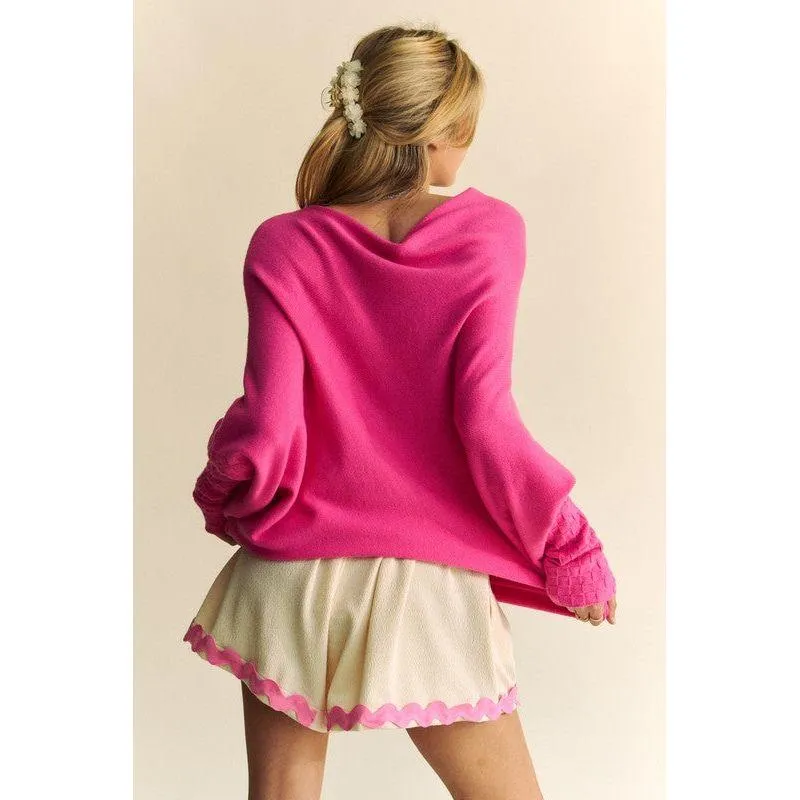 The Batwing Sleeve Hot Pink Sweater