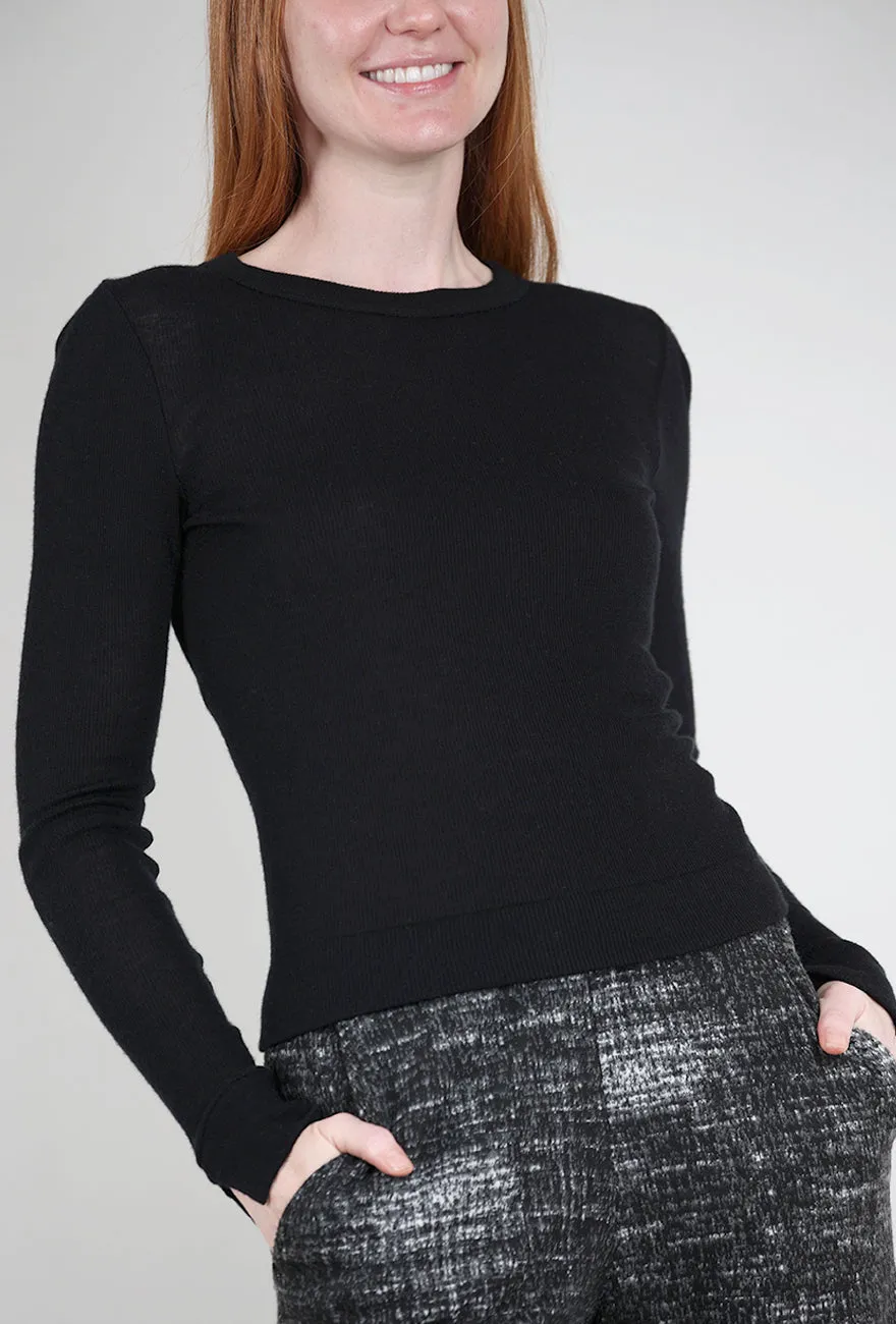 Tubular Cashmere Crewneck, Black