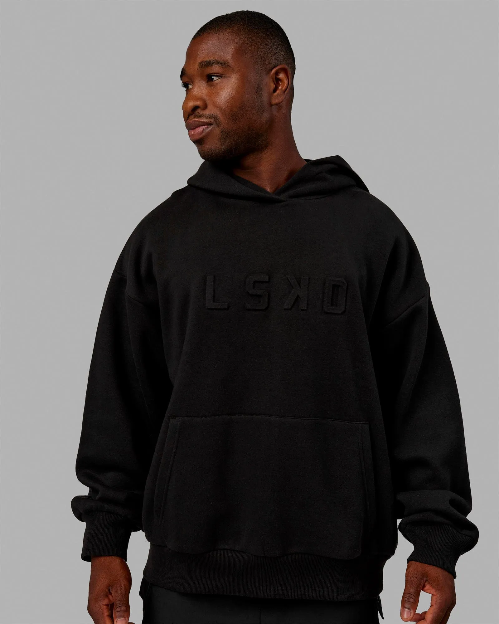 Unisex Stamped Hoodie Oversize - Black