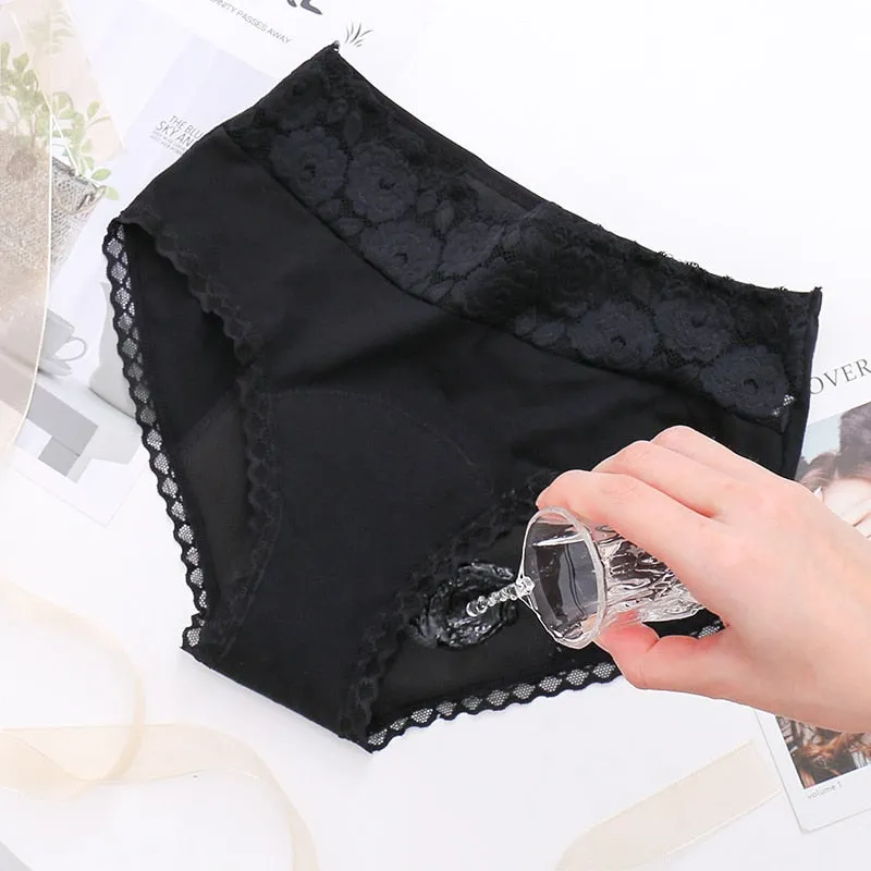 VIP Four Layers of Leak-proof Menstrual Underwear Lace Rose embroidery Breathable Physiological Period Panties