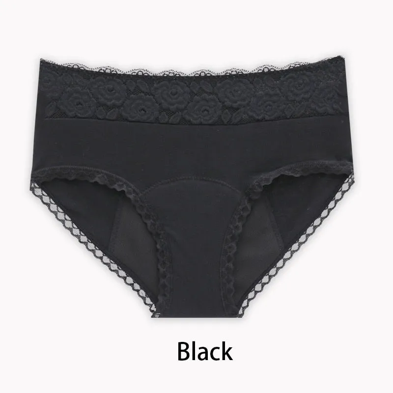 VIP Four Layers of Leak-proof Menstrual Underwear Lace Rose embroidery Breathable Physiological Period Panties