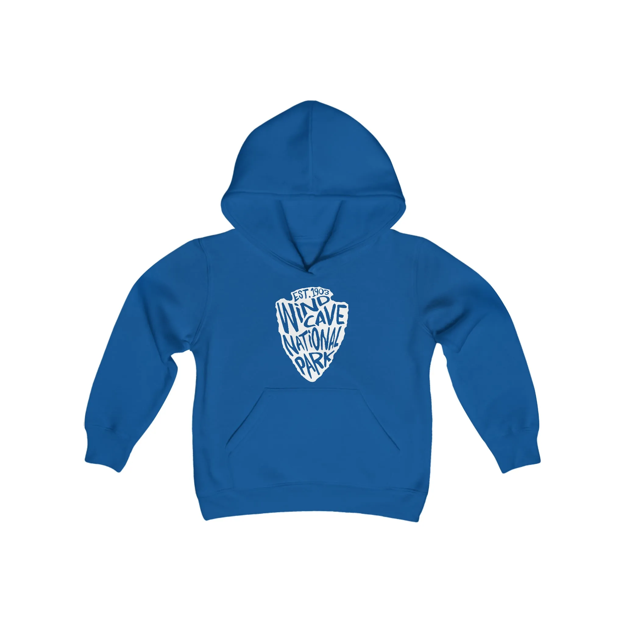 Wind Cave National Park Kids Hoodie - Arrowhead Chunky Text