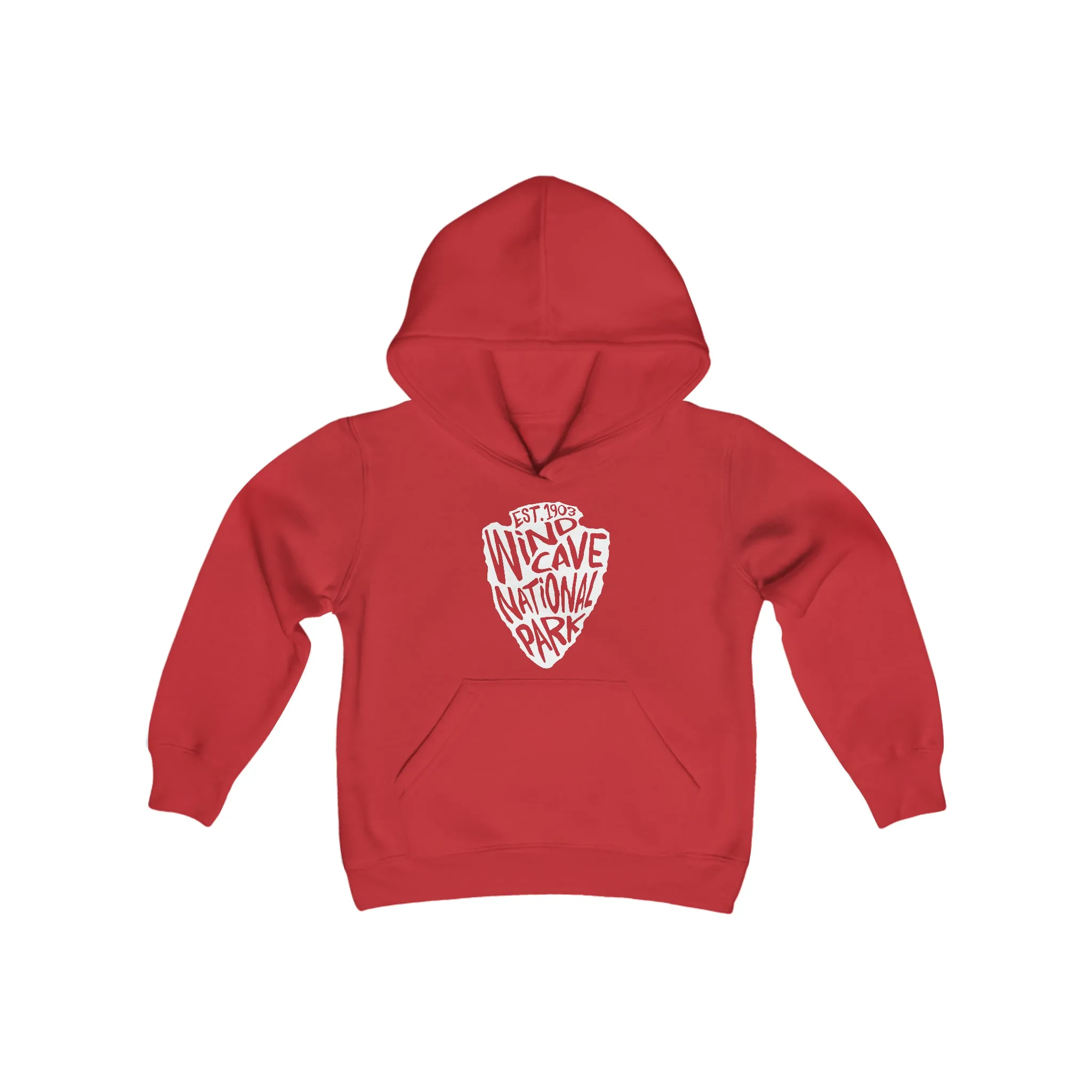 Wind Cave National Park Kids Hoodie - Arrowhead Chunky Text