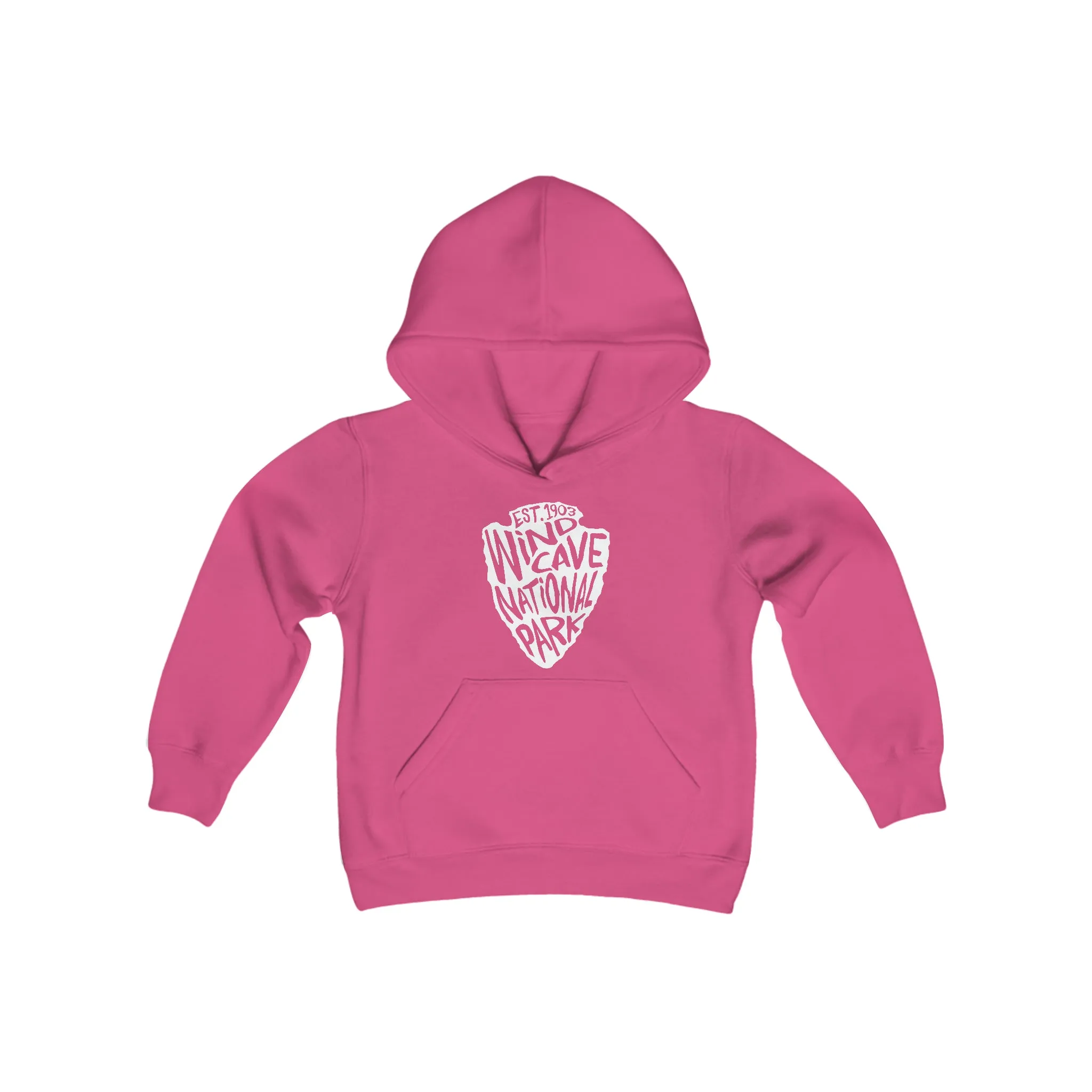 Wind Cave National Park Kids Hoodie - Arrowhead Chunky Text