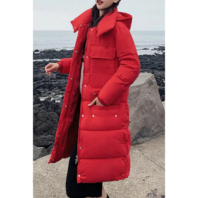 Women Long Thick Cotton Padded Winter Jacket - WJC23318