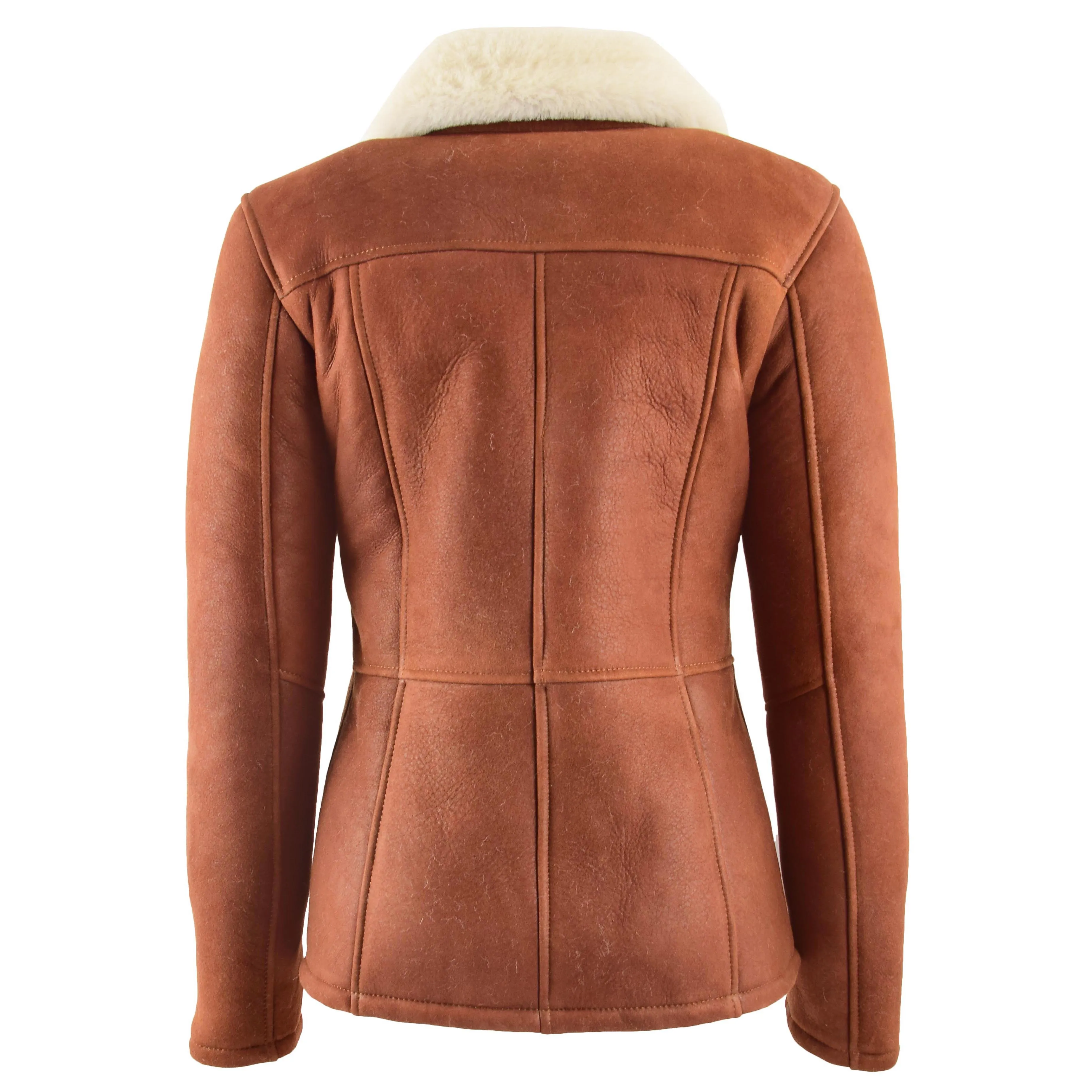 Womens Sheepskin Mid Length Coat Scarlett Whiskey