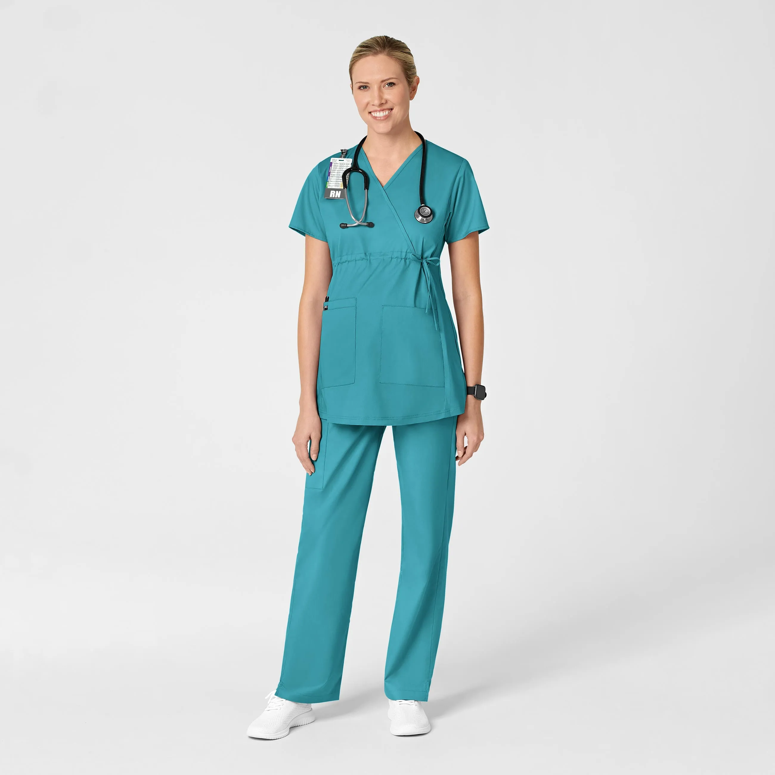 WonderWORK Maternity Cargo Scrub Pant - Teal Blue